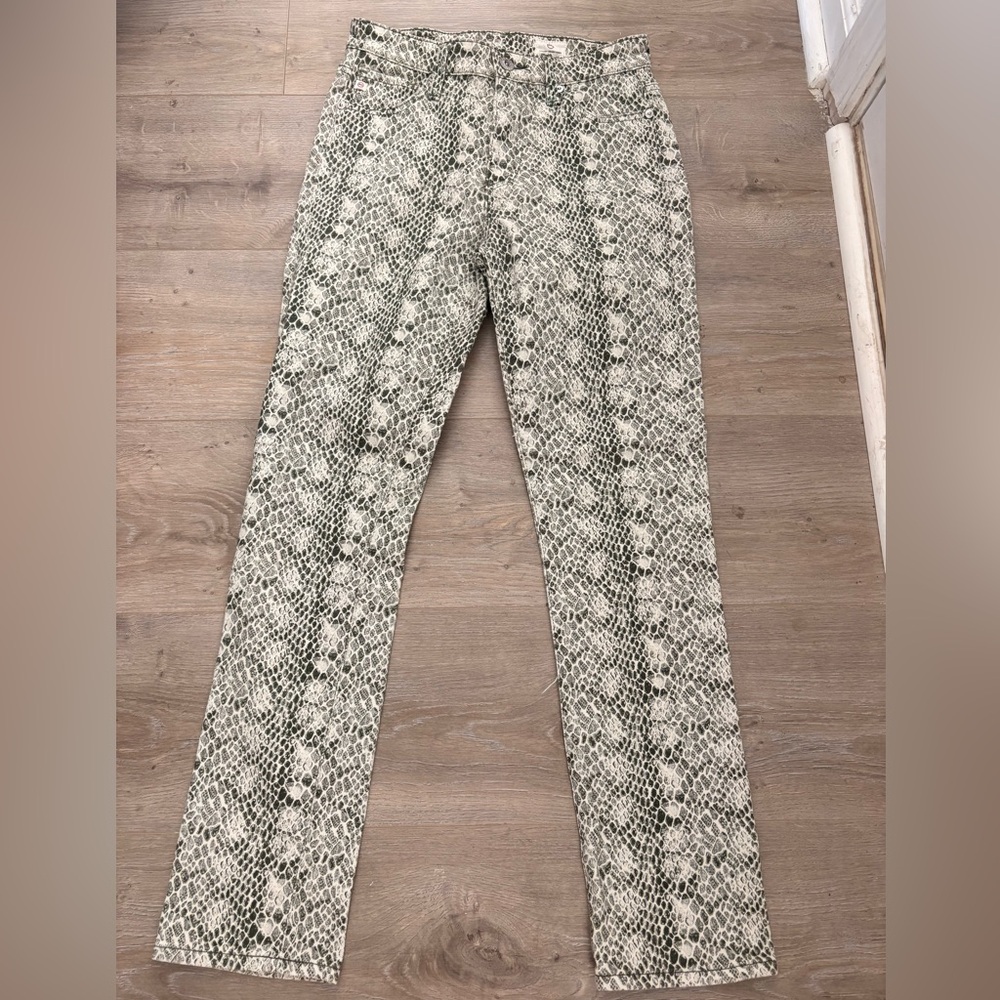 Ag adriano Goldschmied Cream and Gray Animal Print Trousers